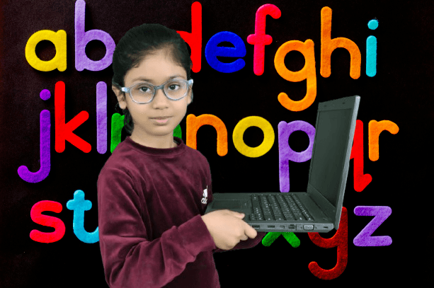 child with laptop
